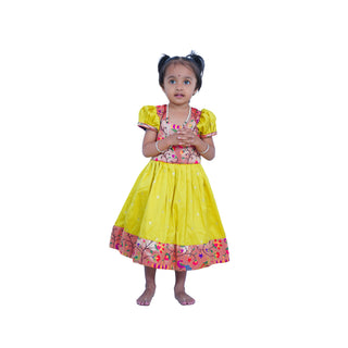 Muktai Paithani Frock - Parrot Green