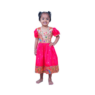 Muktai Paithani Frock - Pink