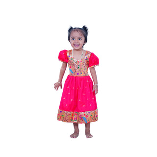 Muktai Paithani Frock - Pink
