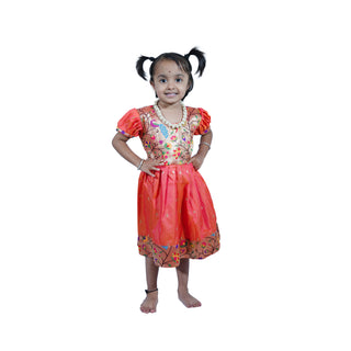 Muktai Paithani Frock - Peach Orange