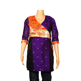 Paithani Short Kurti - Navy Blue