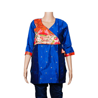 Paithani Short Kurti - Royal Blue