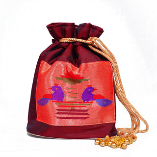 Pure Silk Paithani Batwa - Maroon