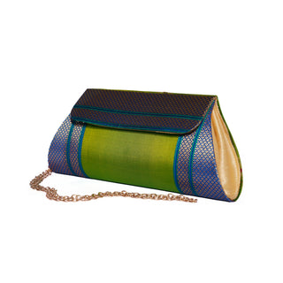 Paithani Damaru Clutch - Neon Green
