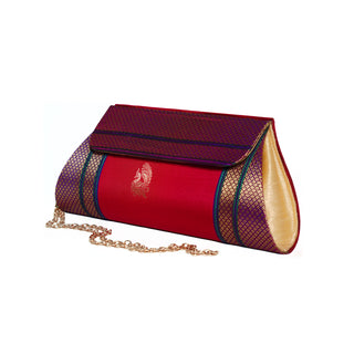 Paithani Damaru Clutch - Rani Pink