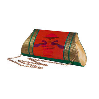 Paithani Mor Clutch - Dark Green