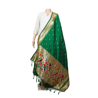 Paithani Traingle Dupatta - Green