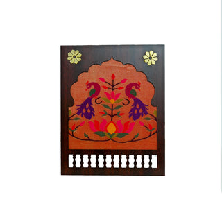 Paithani Twin Peacock & Lotus Motif Frame