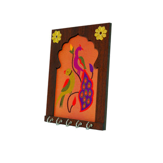 Paithani Peacock & Parrot Motif keyholder