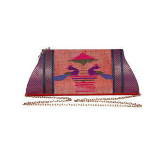 Paithani Mor Clutch - Orange