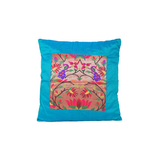 Paithani Pillow Cover - Cyan