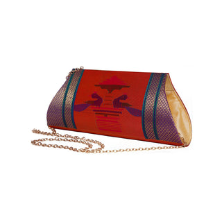 Paithani Mor Clutch - Orange