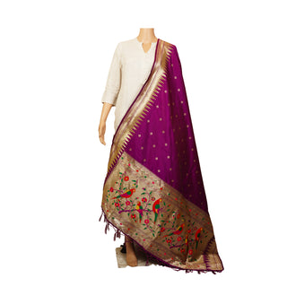 Paithani Traingle Dupatta - Wine