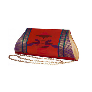 Paithani Mor Clutch - Red