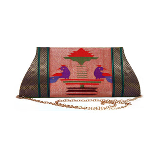 Paithani Mor Clutch - Neon Green