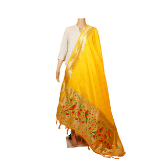 Paithani Traingle Dupatta - Yellow