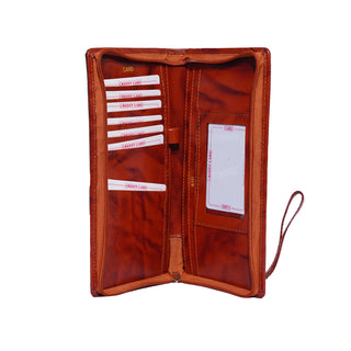 Paithani Passport Holder with Card Slots - Redish brown