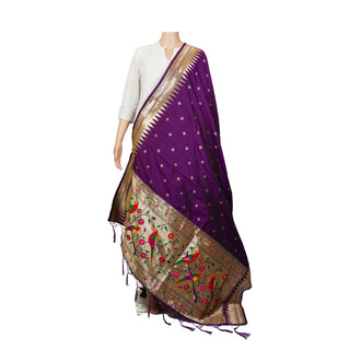Paithani Traingle Dupatta - Deep Purple