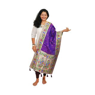 Paithani Butti Dupatta - Violet