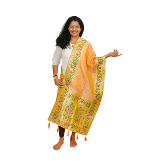 Paithani Butti Dupatta - Light Peach