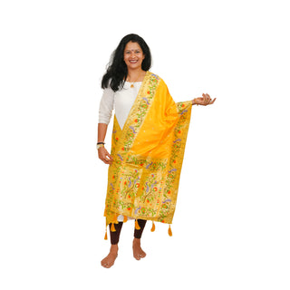 Paithani Butti Dupatta - Yellow