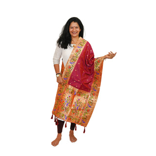 Paithani Butti Dupatta - Maroon