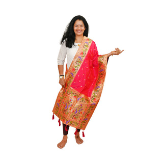 Paithani Butti Dupatta - Pink
