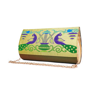Paithani Small Clutch - Mehendi (Dhoop Chav)