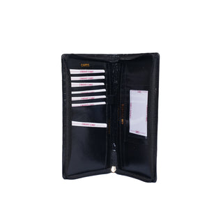 Paithani Passport Holder with Card Slots - Black