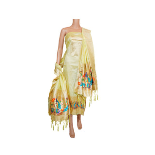 Paithani Dress Material - Light Yellow