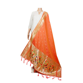 Paithani Traingle Dupatta - Orange