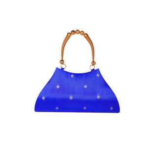 Paithani Boat Shape Handbag - Royal Blue