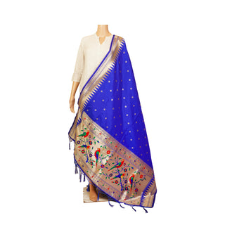 Paithani Traingle Dupatta - Blue