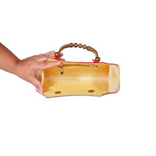 Paithani Boat Shape Handbag - Royal Blue