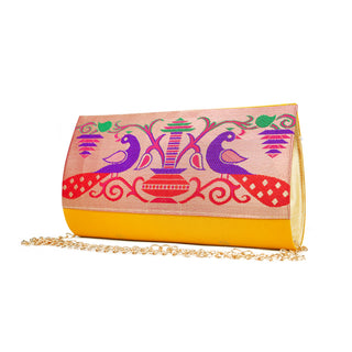 Paithani Small Clutch - Yellow