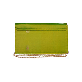 Paithani Box Clutch - Neon Green