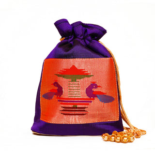 Pure Silk Paithani Batwa - Blue