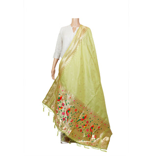Paithani Traingle Dupatta - Pista Green