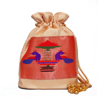 Pure Silk Paithani Batwa - Pearl