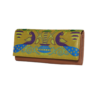 Paithani Wallet - Golden Brown