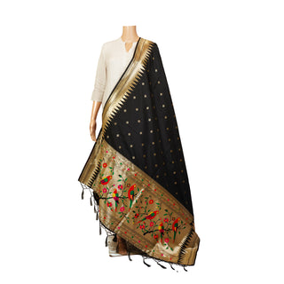 Paithani Traingle Dupatta - Black