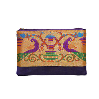 Paithani Flat Purse - Violet