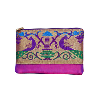 Paithani Flat Purse - Purple