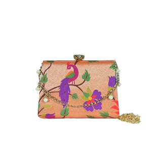 Paithani Frame Clutch - Peacock