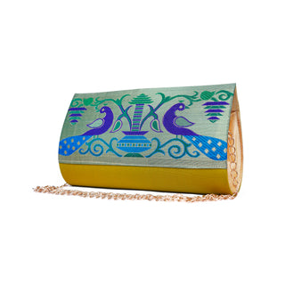 Paithani Small Clutch - Yellow Mustard