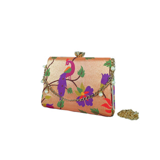 Paithani Frame Clutch - Peacock