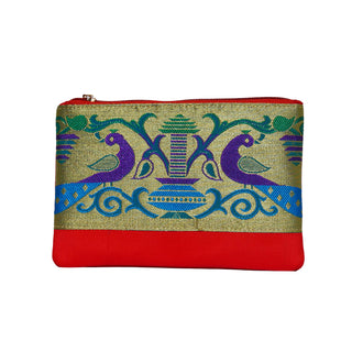 Paithani Flat Purse - Red