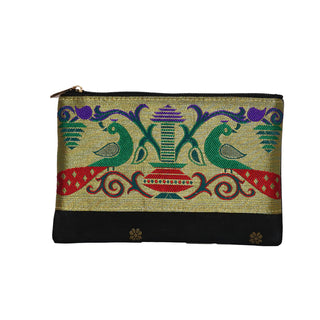 Paithani Flat Purse - Black