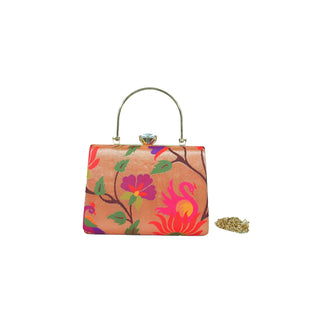 Paithani Frame Clutch - Swan
