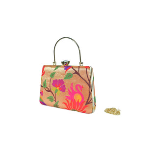 Paithani Frame Clutch - Swan